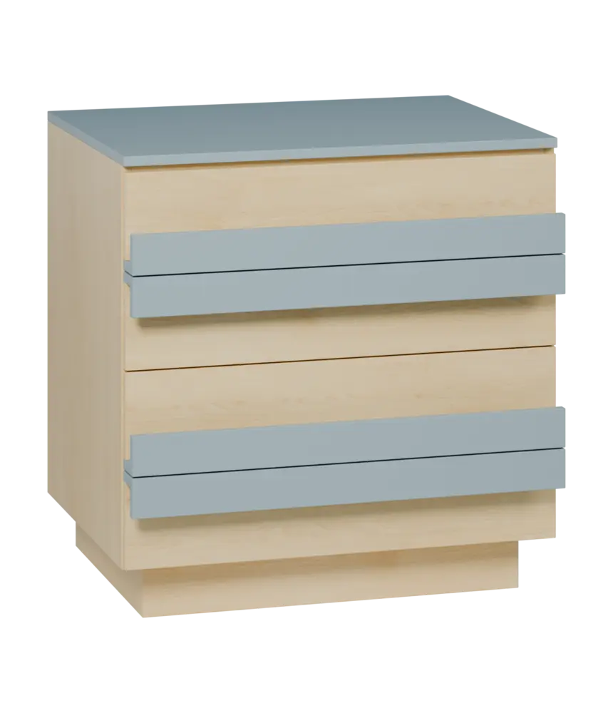 QL 2 - 84Z skříň šatní, 4-zásuvková, 820x800x620 mm, bříza polární/mlhavě modrá